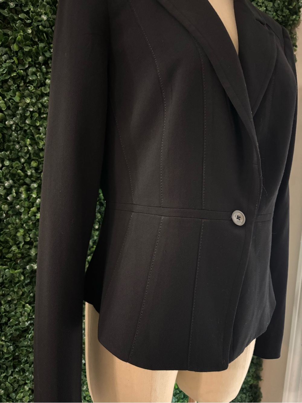 Sz 8 White House Black Market Black Fitted Peplum Blazer Jacket
